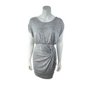 Poetry Gray Slouchy Ruched Draped Shoulders Dress Size L